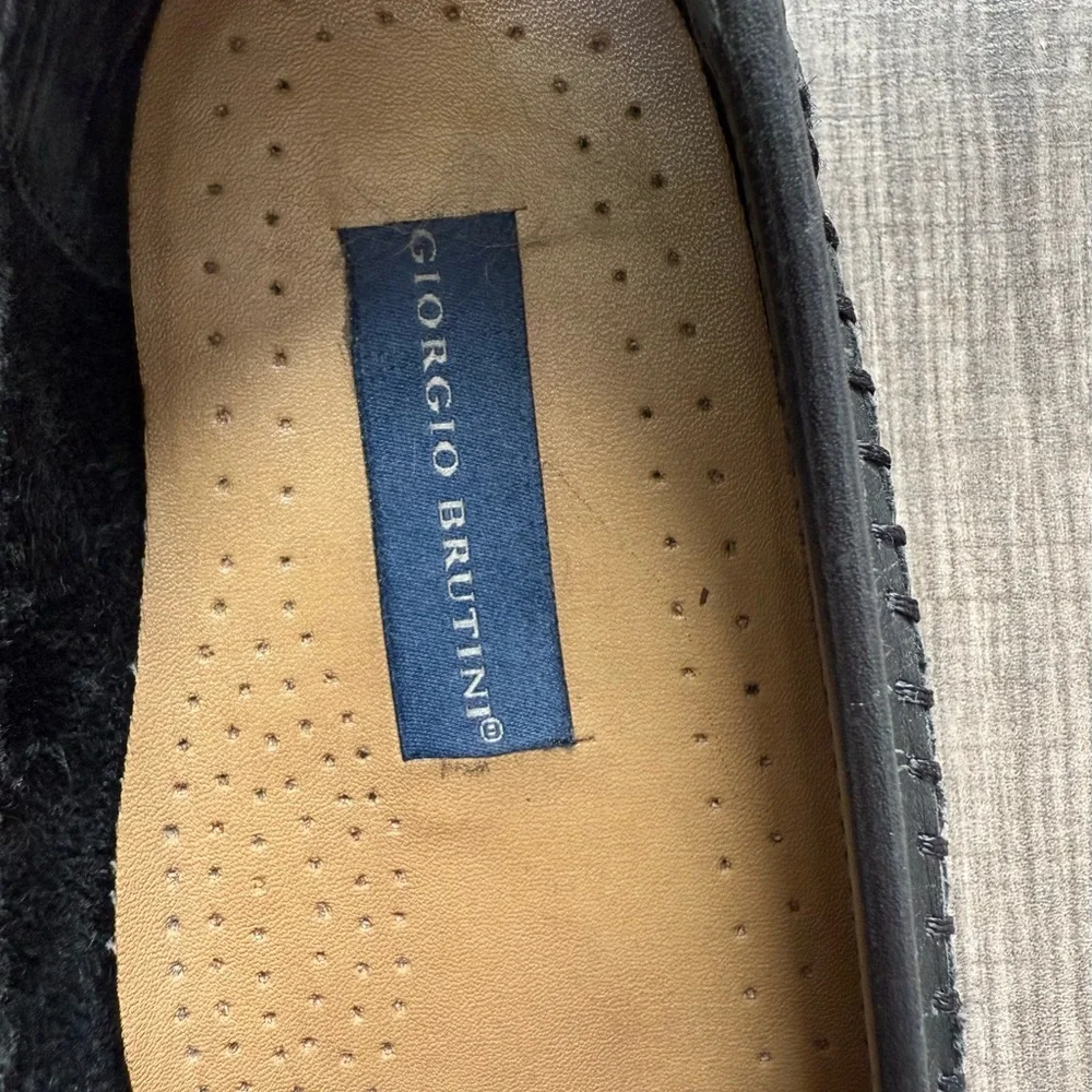 Giorgio Brutini Black Woven Tassel  Leather Loafers
